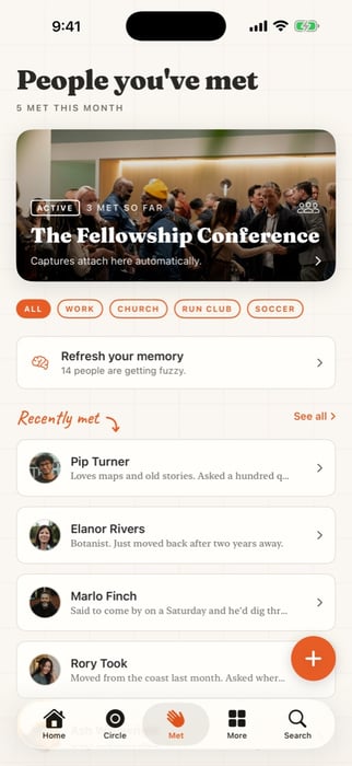 Frelio's list of people met at The Fellowship Conference